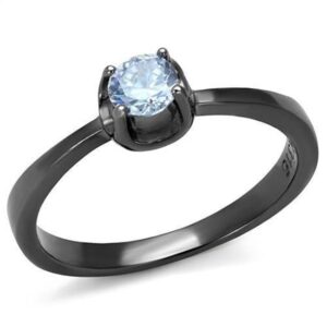 TK2609-9 Women IP Light Black Stainless Steel Ring with AAA Grade CZ in Light Amethyst - Size 9