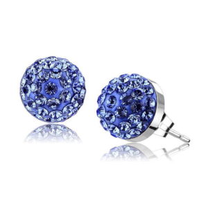 TK3550 Women High Polished Stainless Steel Earrings with Top Grade Crystal in Sapphire