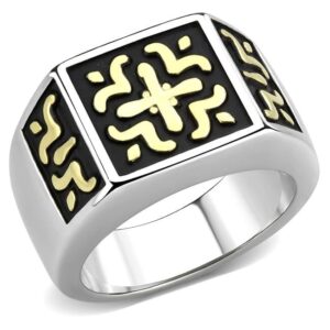 TK3622-9 Men Two-Tone IP Gold Stainless Steel Ring with No Stone in No Stone - Size 9