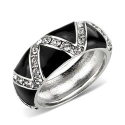 TK3773-7 High Polished No Plating Stainless Steel Ring with Top Grade Crystal, Clear - Size 7