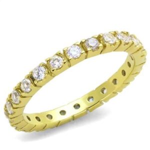 TK45202G-8 Women IP Gold Stainless Steel Ring with AAA Grade CZ in Clear - Size 8