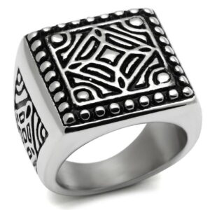 TK585-8 Men High Polished Stainless Steel Ring with No Stone in No Stone - Size 8