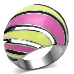 TK803-9 High Polished No Plating Stainless Steel Ring with Epoxy, Multi Color - Size 9