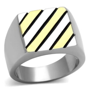 TK952-8 Men Two-Tone IP Gold Stainless Steel Ring with No Stone in No Stone - Size 8