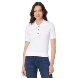 Tommy Hilfiger Short Sleeve Sweater Polo (Bright White) Women's Sweater