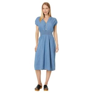 Tommy Hilfiger Sleeveless Smocked Chambray Dress (Light Benson) Women's Dress