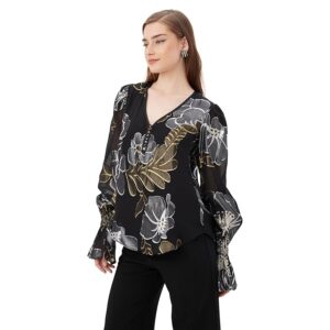 Trina Turk Kaito Top (Black/Metallic) Women's Clothing