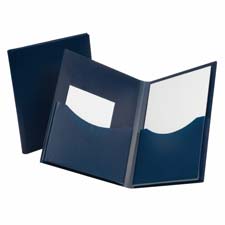 Twin Pocket Folder- w- 6in. Pockets- Holds 200 Sheets- Ltr- Navy