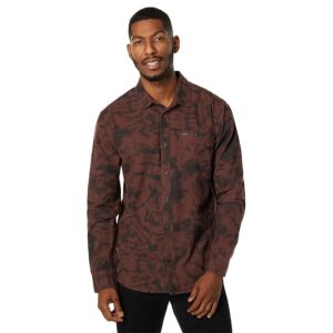 Volcom Tie-Dye Long Sleeve Flannel (Mahogany) Men's Clothing