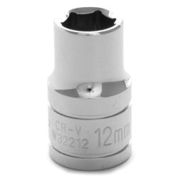W32212 0.5 in. Drive 6 Point Shallow Chrome Socket, 12 mm