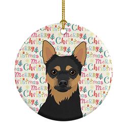 WDK2091CO1 2.8 x 2.8 in. Unisex Chihuahua Black & Tan No.1 Christmas Ceramic Ornament