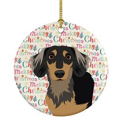 WDK2103CO1 2.8 x 2.8 in. Unisex Chihuahua Black & Tan No.4 Christmas Ceramic Ornament
