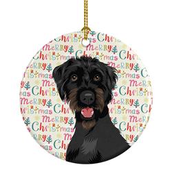 WDK2116CO1 2.8 x 2.8 in. Unisex Doodle Black & Tan Christmas Ceramic Ornament