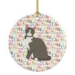 WDK2406CO1 2.8 x 2.8 in. Unisex Brazilian Shorthair Cat Christmas Ceramic Ornament