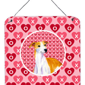 Whippet Valentines Love And Hearts Aluminium Metal Wall or Door Hanging Prints