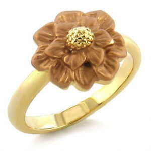 Women Gold White Metal Ring with Top Grade Crystal in Light Smoked - Size 6