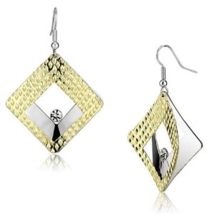 Women Gold & Rhodium Iron Earrings with Top Grade Crystal in Clear