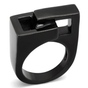 Women IP Black Stainless Steel Ring with No Stone in No Stone - Size 10