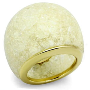 Women IP Gold Stainless Steel Ring with Synthetic in Citrine Yellow - Size 5