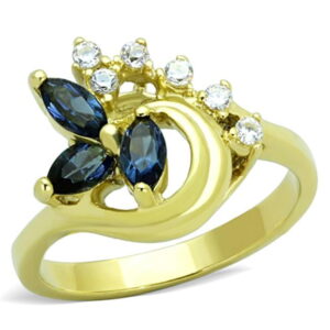 Women IP Gold Stainless Steel Ring with Top Grade Crystal in Montana - Size 9