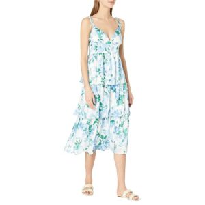 line and dot Mimi Floral Print Dress (Blue Multi) Women's Dress