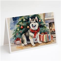 0.01 x 5 x 7 in. Alaskan Malamute Cozy Christmas Greeting Cards, Pack of 8