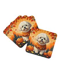 0.15 x 3.5 x 3.5 in. Bichon Frise Fall Foam Coasters - Set of 4