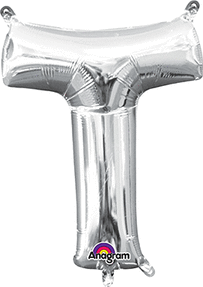 16 in. Letter T Silver Supershape Foil Balloon