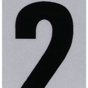 2 in. Black & Silver Reflective Mylar Square Cut Self Adhesive Number - 2