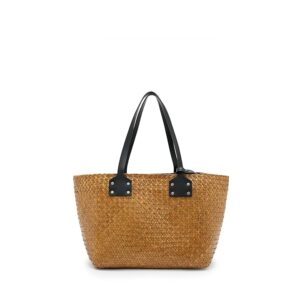 AllSaints Mosley Straw Tote (Almond Beige) Tote Handbags