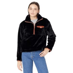 Blank NYC Black Faux Fur Pullover with Leather Trim (Top Secret) Women's Clothing