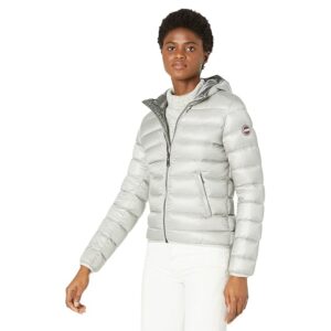 COLMAR Recycled Polyamide Fabric Mixed Jacket with Undetachable Hood (Cold/Dark Steel) Women's Clothing