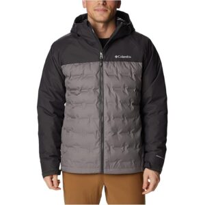 Columbia Grand Trek II Down Hooded Jacket (City Grey/Shark) Men's Clothing