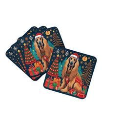 DAC1083FC 0.15 x 3.5 x 3.5 in. Afghan Hound Christmas Foam Coasters - Set of 4