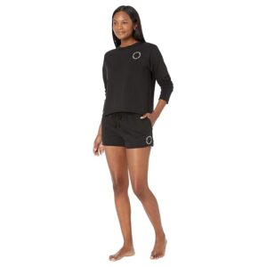 DKNY Long Sleeve Top Boxer Sleep Set (Black) Women's Clothing