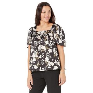 Draper James Maren Top in Midnight Magnolia (Belle Meade Black) Women's Clothing
