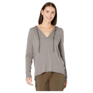 Elliott Lauren Linear Thinking Striped Hoodie (Steel) Women's Clothing