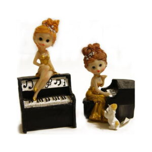 FamilyMaid 53531 6.25 in. 1-F Lady in Red Scapulter with Piano - Set of 2