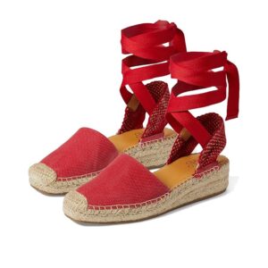 Franco Sarto Britney Ankle Strap Wedge Espadrilles (Red Solid Fabric) Women's Sandals