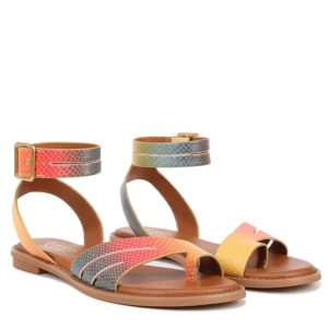 Franco Sarto Greene Ankle Strap Flat Sandals (Rainbow Snake Print) Women's Sandals