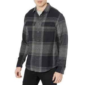 Good Man Brand Stadium Shirt Jacket in Brushed Flannel (Charcoal Large Plaid) Men's Jacket