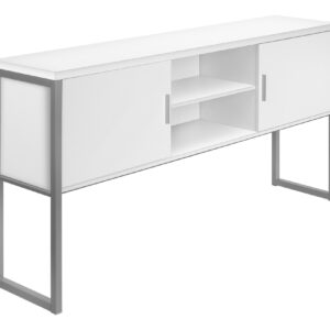 I 7728 72 in. White Laminate & Silver Metal Office Hutch