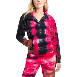 Juicy Couture Paneled 1/2 Placket Snap Top (Sunset Tie-Dye) Women's Clothing