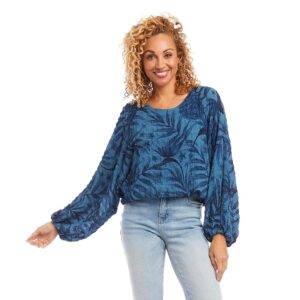 Karen Kane Lantern Sleeve Top (Print) Women's Clothing