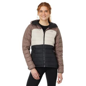 L.L.Bean Bean's Down Hooded Jacket Color-Block (Black/Taupe Brown) Women's Clothing