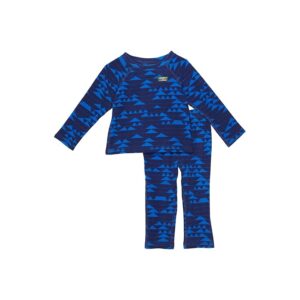 L.L.Bean Fitness Fleece Long Sleeve Tee/Pants Set Print (Infant) (Deep Sapphire/Mountain Print) Active Sets