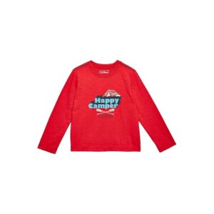 L.L.Bean Graphic Tee Glow in the Dark Long Sleeve (Little Kids) (Dark Red Happy Camper) Clothing