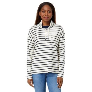 L.L.Bean Heritage Mariner Funnel Neck Pullover Stripe (Sailcloth/Classic Navy) Women's Clothing