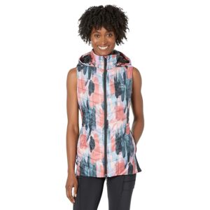 L.L.Bean Petite PrimaLoft Packaway Long Vest Print (Carbon Navy Paintbrush Camo) Women's Coat