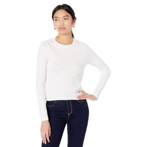 LAmade Grand Central Mitered Back Long Sleeve Tee (White) Women's Clothing